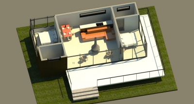 Contemporary Log Cabin Front Floor Plan