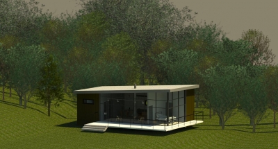 Contemporary Log Cabin Front Elevation