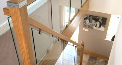 Oak Handrail Baserail Newel Post Glass Balustrade Section Glazing Oak Handrail Baserail Newel Post Glass Balustrade Section Glazing