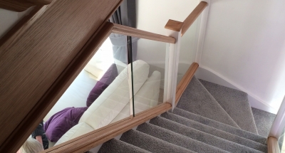 Oak Handrail Baserail White Newel Post Glass Balustrade Oak Handrail Baserail White Newel Post Glass Balustrade