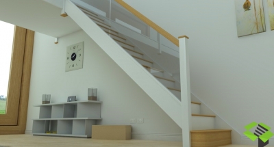 Oak Handrail White Newel Post Glass Balustrade Oak Treads Side Oak Handrail White Newel Post Glass Balustrade Oak Treads Side