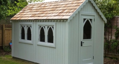 Vogue Building Bespoke Painswick Grey Gothic Garden Shed